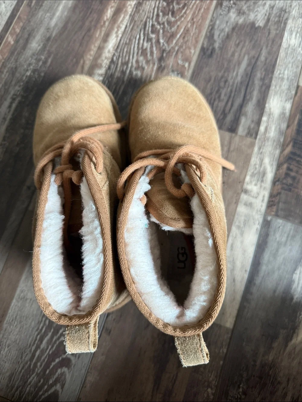 UGG Chestnut Suede Shearling Lace-Up Ankle Boot